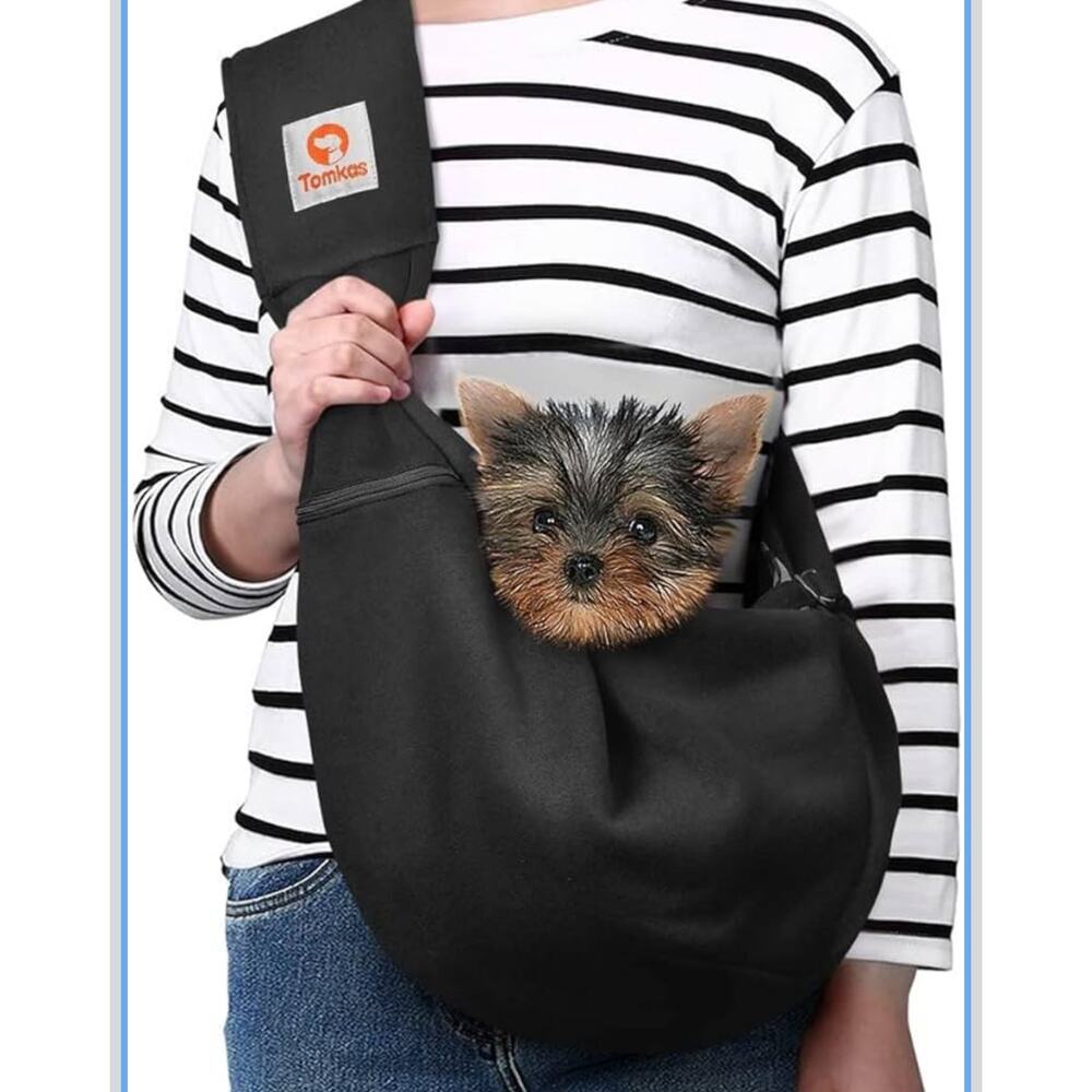 Tomkas Small Dog Sling Carrier with Zipper Pocket Navy Blue  Size Medium